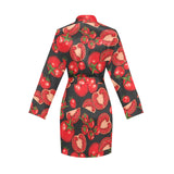 Tomato black background Women's Long Sleeve Belted Night Robe