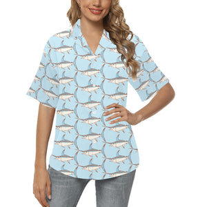 Swordfish Pattern Print Design 01 Women's All Over Print Hawaiian Shirt