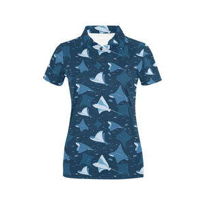 Stingray Pattern Print Design 04 Women's All Over Print Polo Shirt