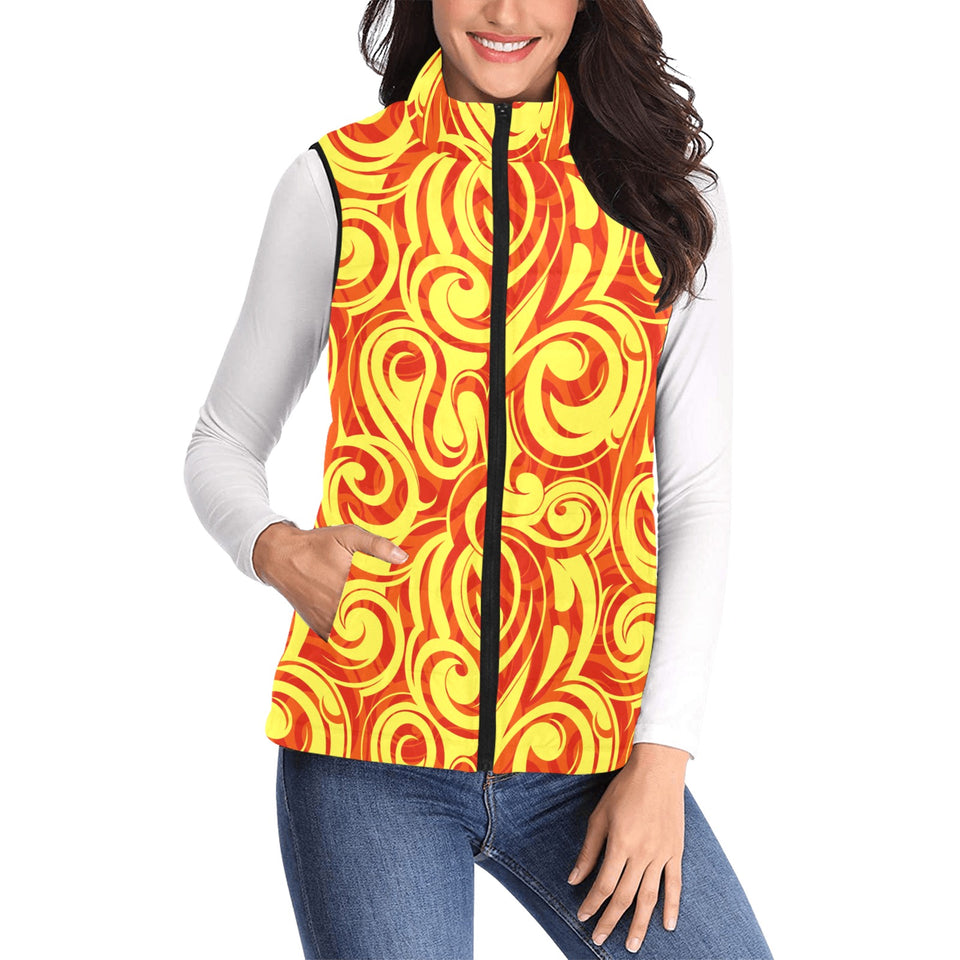 Fire flame design pattern Women's Padded Vest