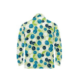 blueberry flower pattern Men's Long Sleeve Polo Shirt