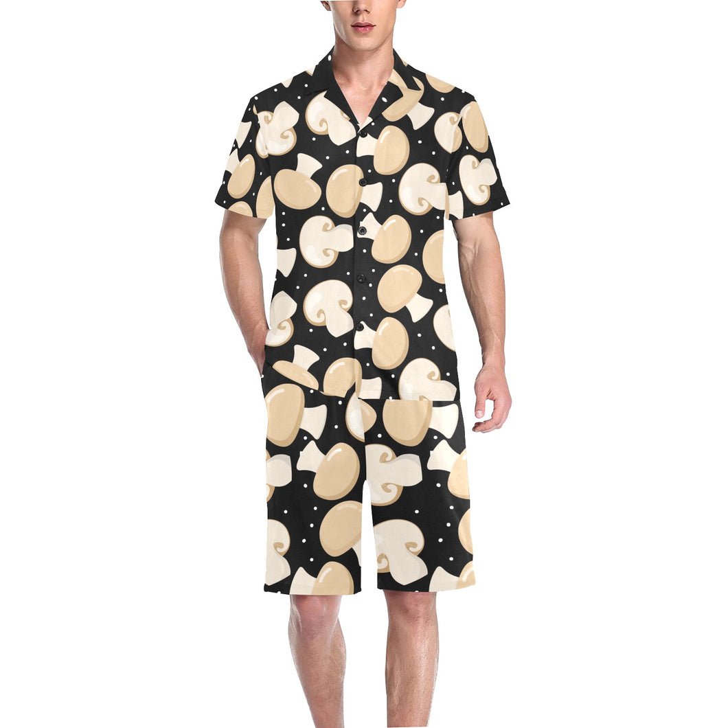 Champignon mushroom pattern Men's V-Neck Short Pajama Set