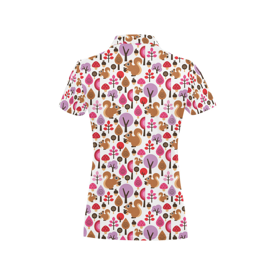 Squirrel Pattern Print Design 02 Women's All Over Print Polo Shirt