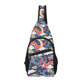 Blue red dragon cloud pattern All Over Print Chest Bag