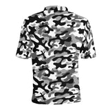 Black white camouflage pattern Men's All Over Print Polo Shirt