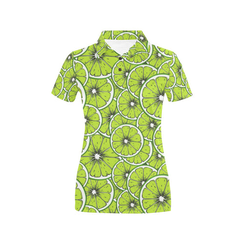 Slices of Lime design pattern Women's All Over Print Polo Shirt