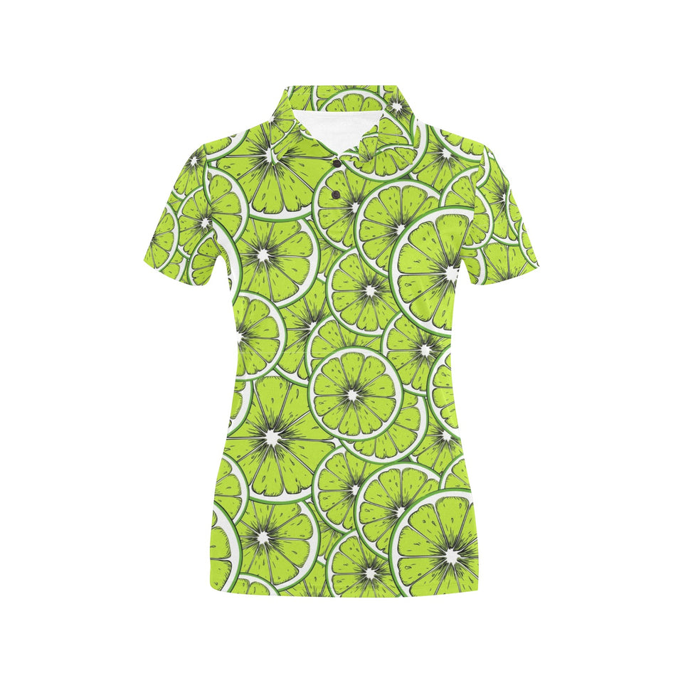 Slices of Lime design pattern Women's All Over Print Polo Shirt