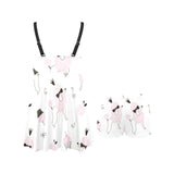 Poodle dog rose cake pattern Chest Sexy Pleated Two Piece Swim Dress