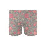 Red gold Sakura cherry blossom gray background Men's Swimming Trunks