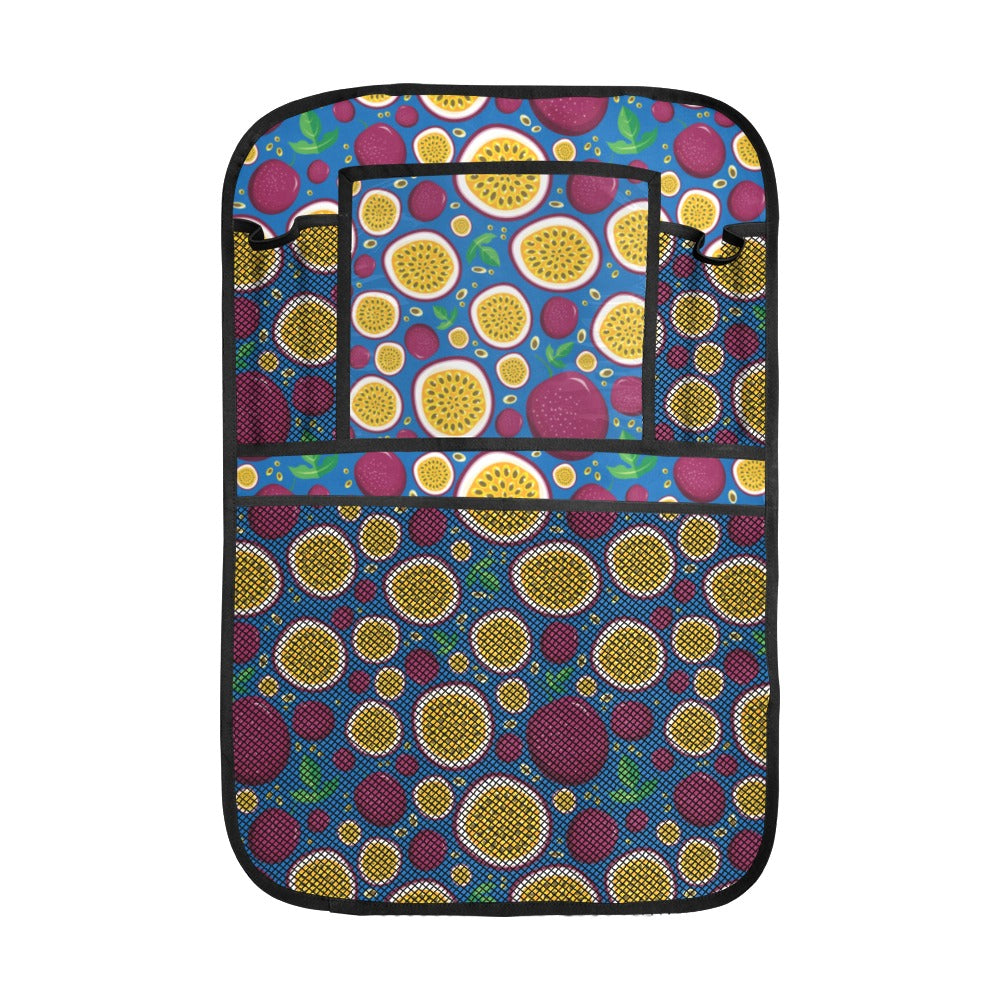 Passion fruit blue background Car Seat Back Organizer