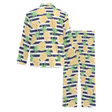 Pineapples pattern striped background Men's Long Pajama Set