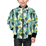 Toucan tropical leaves design pattern Kids' Boys' Girls' Bomber Jacket