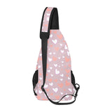 coral white heart pattern All Over Print Chest Bag