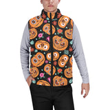 Pumpkin flowers spiderweb Halloween theme Men's Padded Vest