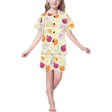 Onion garlic white red pattern Kids' Boys' Girls' V-Neck Short Pajama Set