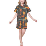 electric guitars pattern Kids' Boys' Girls' V-Neck Short Pajama Set