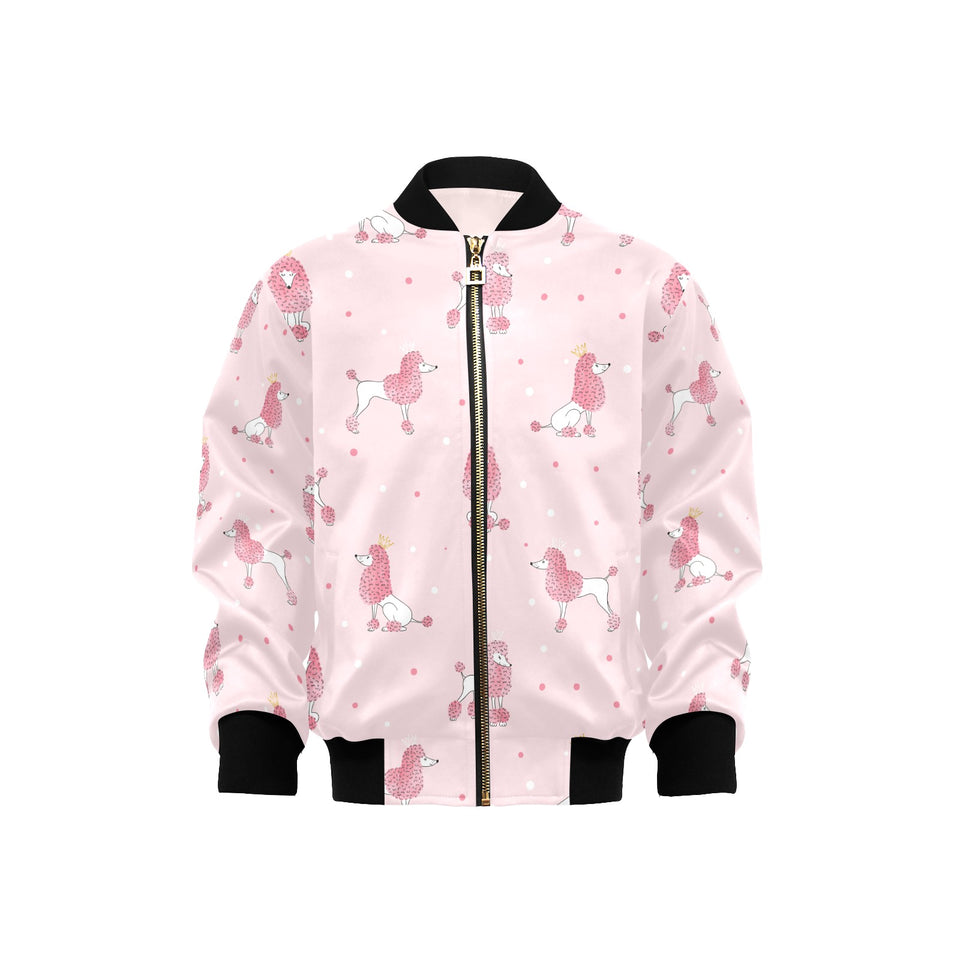 Poodle dog pink color theme Kids' Boys' Girls' Bomber Jacket