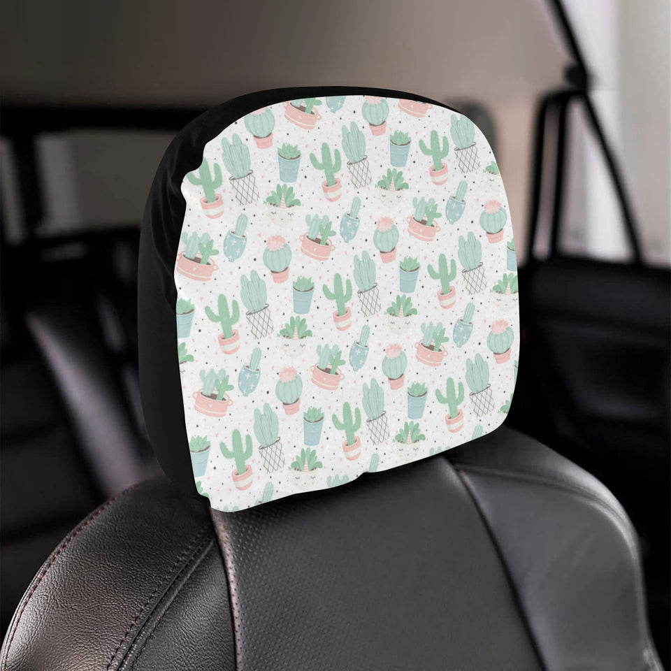 Pastel color cactus pattern Car Headrest Cover