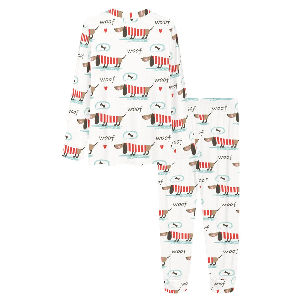 Cute dachshund bone pattern Women's All Over Print Pajama Set