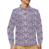Indian Batik Style pattern Men's Long Sleeve Polo Shirt