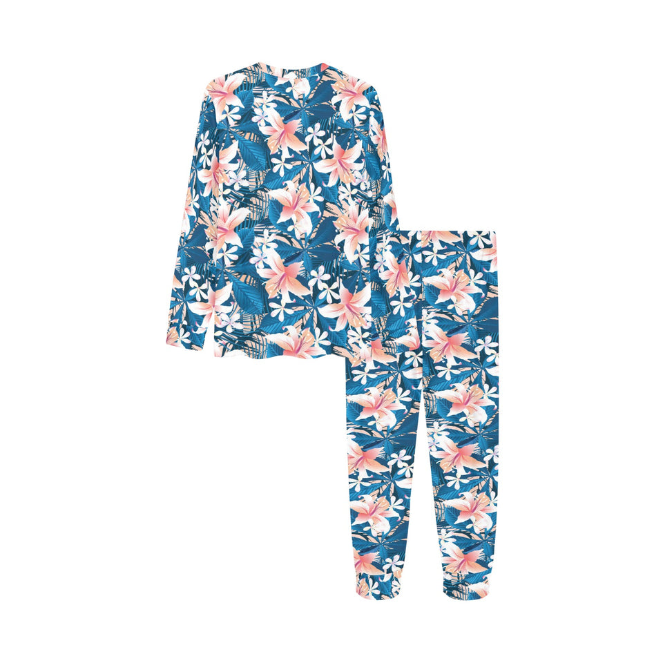 Hibiscus Pattern Print Design 02 Kids' Boys' Girls' All Over Print Pajama Set