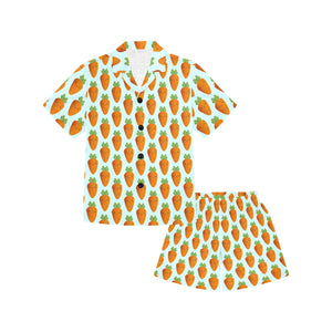 Carrot Pattern Print Design 03 Kids' Boys' Girls' V-Neck Short Pajama Set