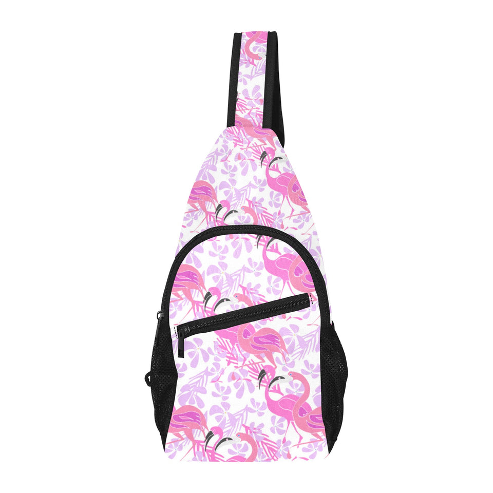 Pink flamingo flower pattern All Over Print Chest Bag