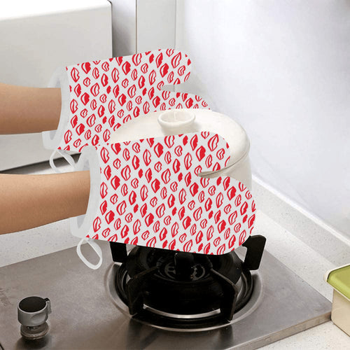 Lips Pattern Print Design 05 Heat Resistant Oven Mitts