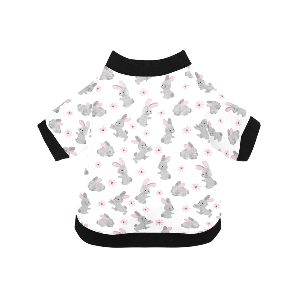 Watercolor cute rabbit pattern All Over Print Pet Dog Round Neck Fuzzy Shirt