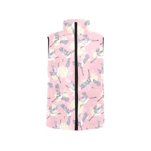Japanese crane rose pattern Men's Padded Vest