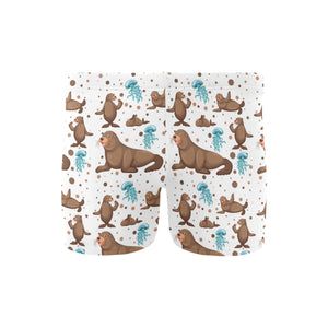 sea lion Seals jellyfish pattern Men's Swimming Trunks