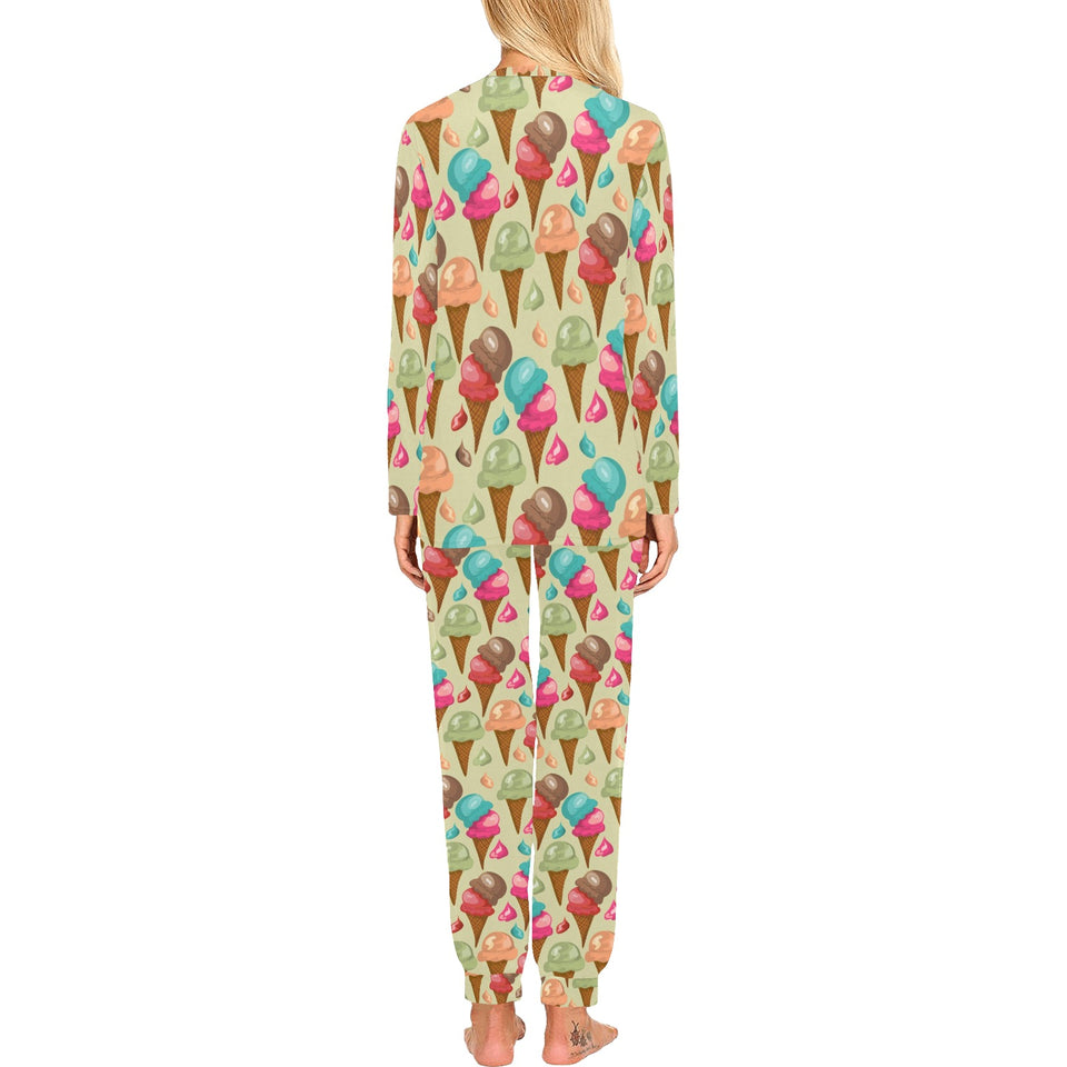 Colorful ice cream pattern Women's All Over Print Pajama Set