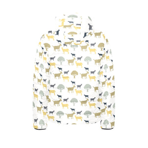 Silhouettes of goat and tree pattern Kids' Boys' Girls' Padded Hooded Jacket