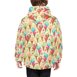 Colorful ice cream pattern Kids' Boys' Girls' Padded Hooded Jacket