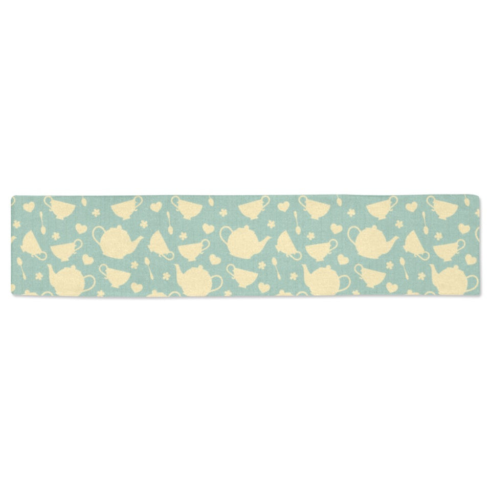Tea pots Pattern Print Design 02 Table Runner