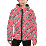 Camera Pattern Print Design 05 Kids' Boys' Girls' Padded Hooded Jacket