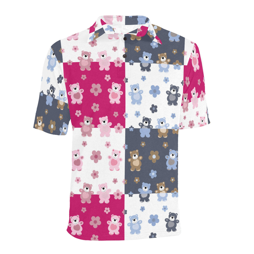 Teddy Bear Pattern Print Design 03 Men's All Over Print Polo Shirt