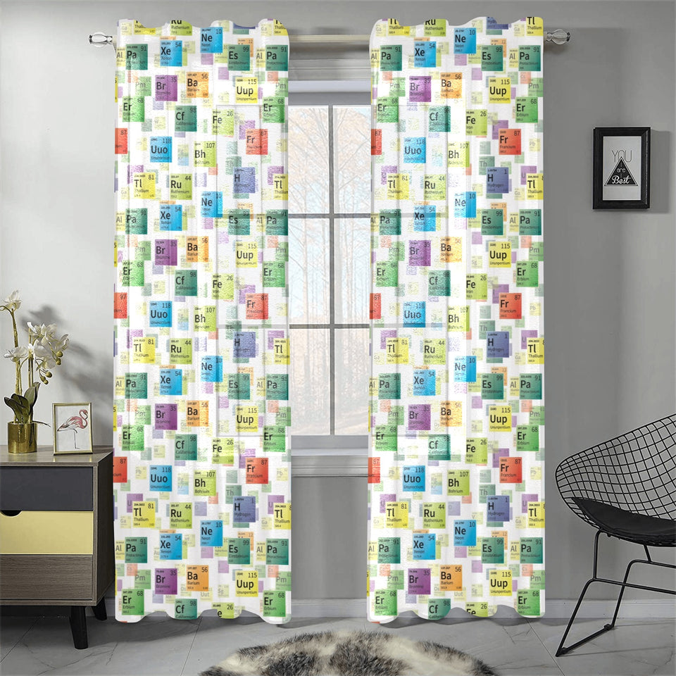 Chemistry Periodic Table Pattern Print Design 05 Gauze Curtain