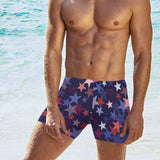 Red blue star pattern Men's Swimming Trunks