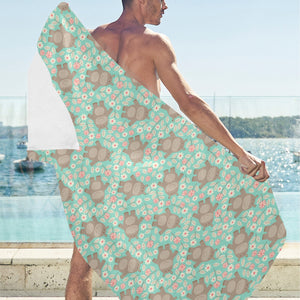 Hippopotamus Pattern Print Design 02 Beach Towel