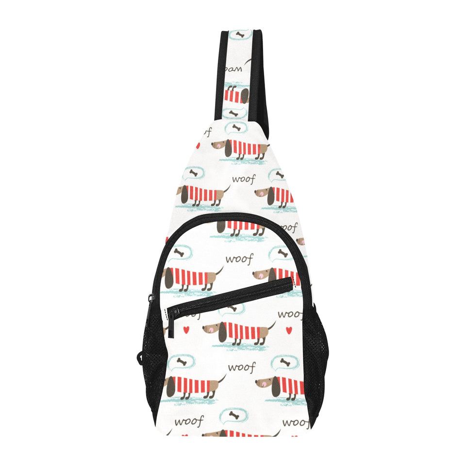 Cute dachshund bone pattern All Over Print Chest Bag