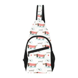 Cute dachshund bone pattern All Over Print Chest Bag