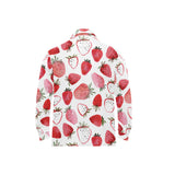 watercolor hand drawn beautiful strawberry pattern Men's Long Sleeve Polo Shirt