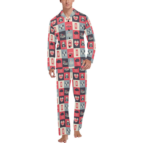 British Pattern Print Design 05 Men's Long Pajama Set