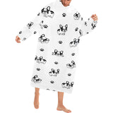Cute french bulldog paw pattern Blanket Robe with Sleeves