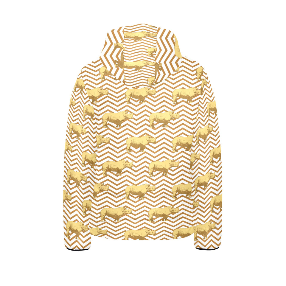 Rhino yellow theme pattern Kids' Boys' Girls' Padded Hooded Jacket