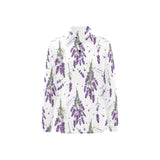 lavender flower design pattern Women's Long Sleeve Polo Shirt