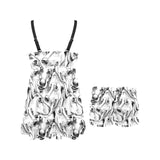 Greyhound Pattern Print Design 01 Chest Sexy Pleated Two Piece Swim Dress