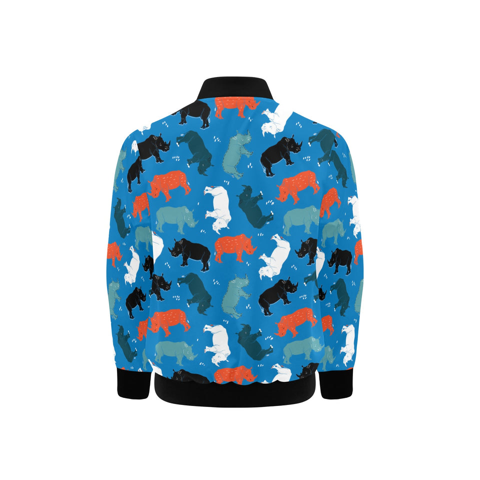 Colorful rhino pattern Kids' Boys' Girls' Bomber Jacket