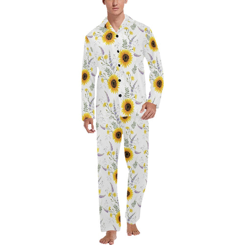 beautiful sunflowers pattern Men's Long Pajama Set
